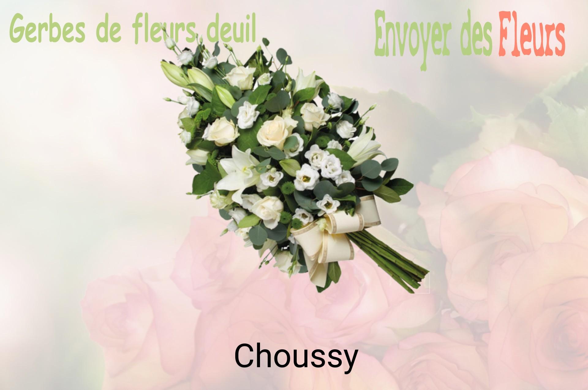Gerbe de fleurs de deuil livrée à Choussy